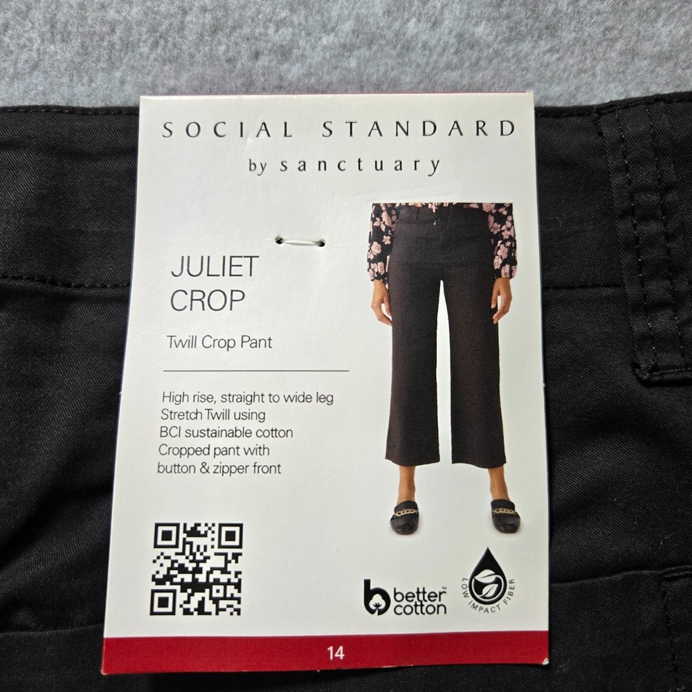 NWT SANCTUARY High Rise Women's Twill Wide-Leg Ankle Cropped Black Pants - Picture 9 of 16